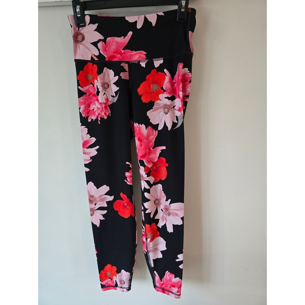 Old Navy Active Elevate Leggings Womens Medium Black Floral Go-Dry High Rise